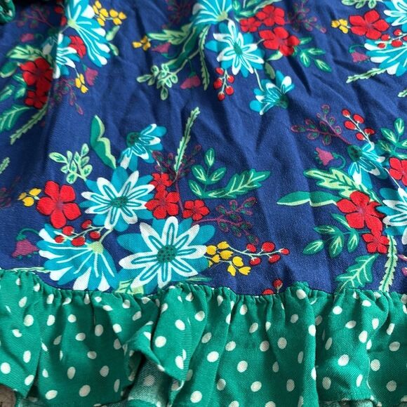 Matilda Jane Merry & Bright Girls Dress Blue Floral Ruffles Long Sleeve sz 8 - Picture 2 of 6